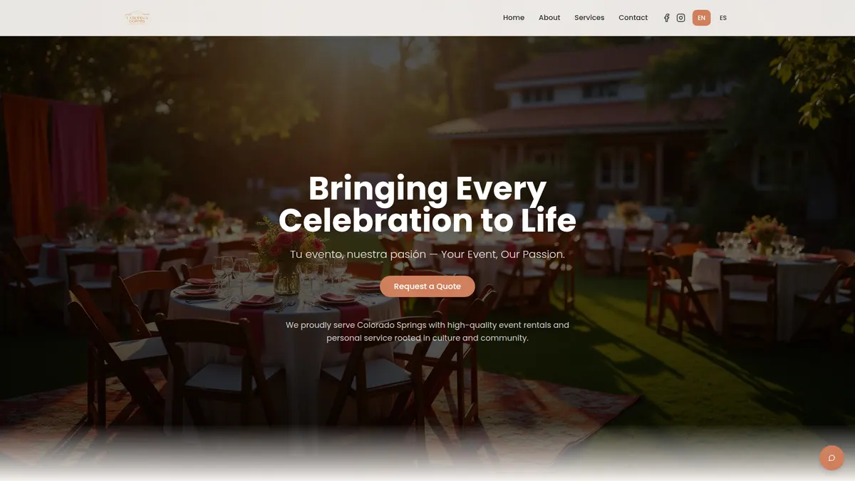 La Bodega Cortés — AI-ready website launched in 7 days by SunliftAI. Event rental company serving Colorado with high-quality rentals and personal service.