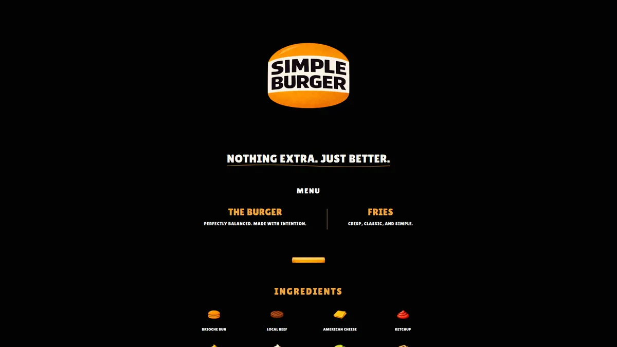 Simple Burger — AI-ready website launched in 7 days by SunliftAI. A burger joint focused on simple, quality ingredients and great-tasting burgers.